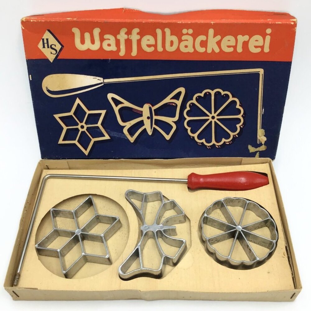 Vintage HS Waffelbackerei Rosette Cookie Waffle Mold Set Germany
